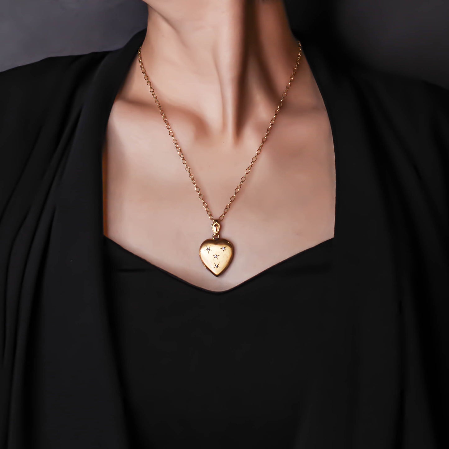 HEART LOCKET NECKLACE / CRYSTAL
