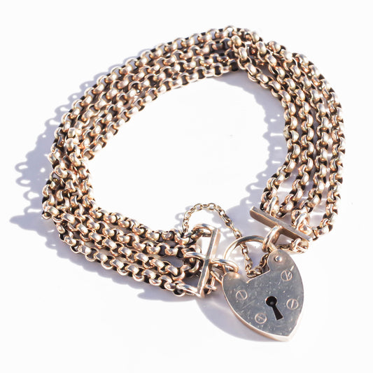PADLOCK HEART BRACELET 5 / 9K / UK / 4CHAIN