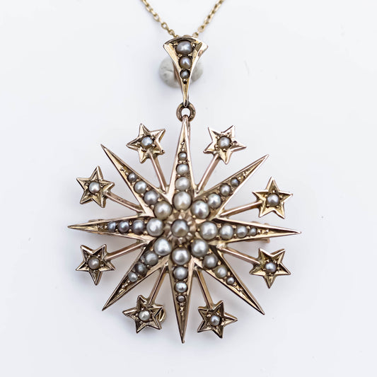 STAR NECKLACE BIG / PEARL / LONDON / 9K