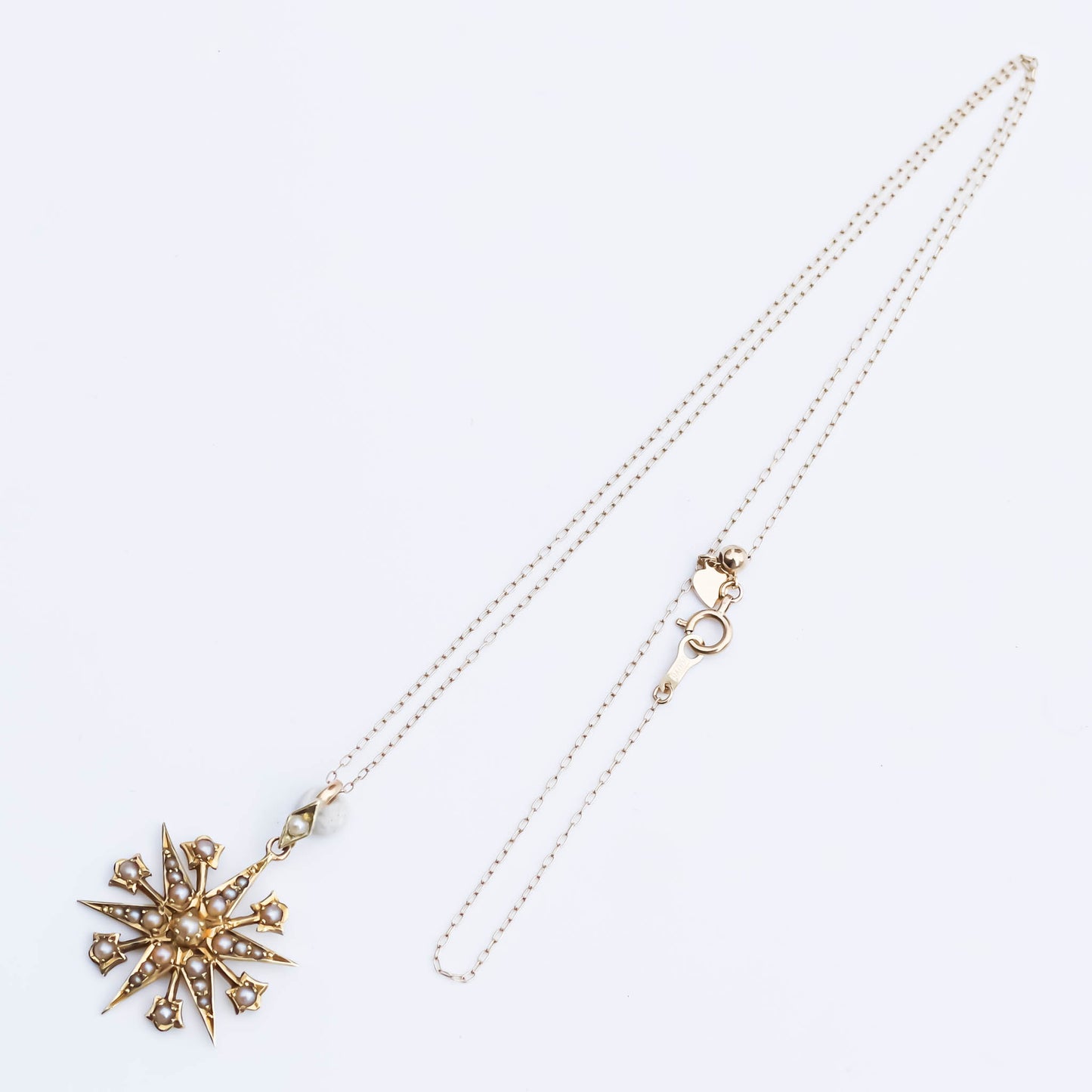 STAR NECKLACE SMALL / PEARL / LONDON / 15K