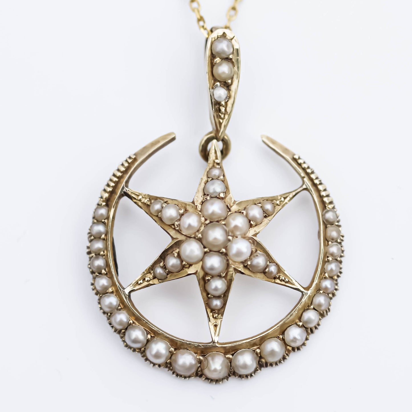 STAR MOON NECKLACE SMALL / PEARL / LONDON / 15K
