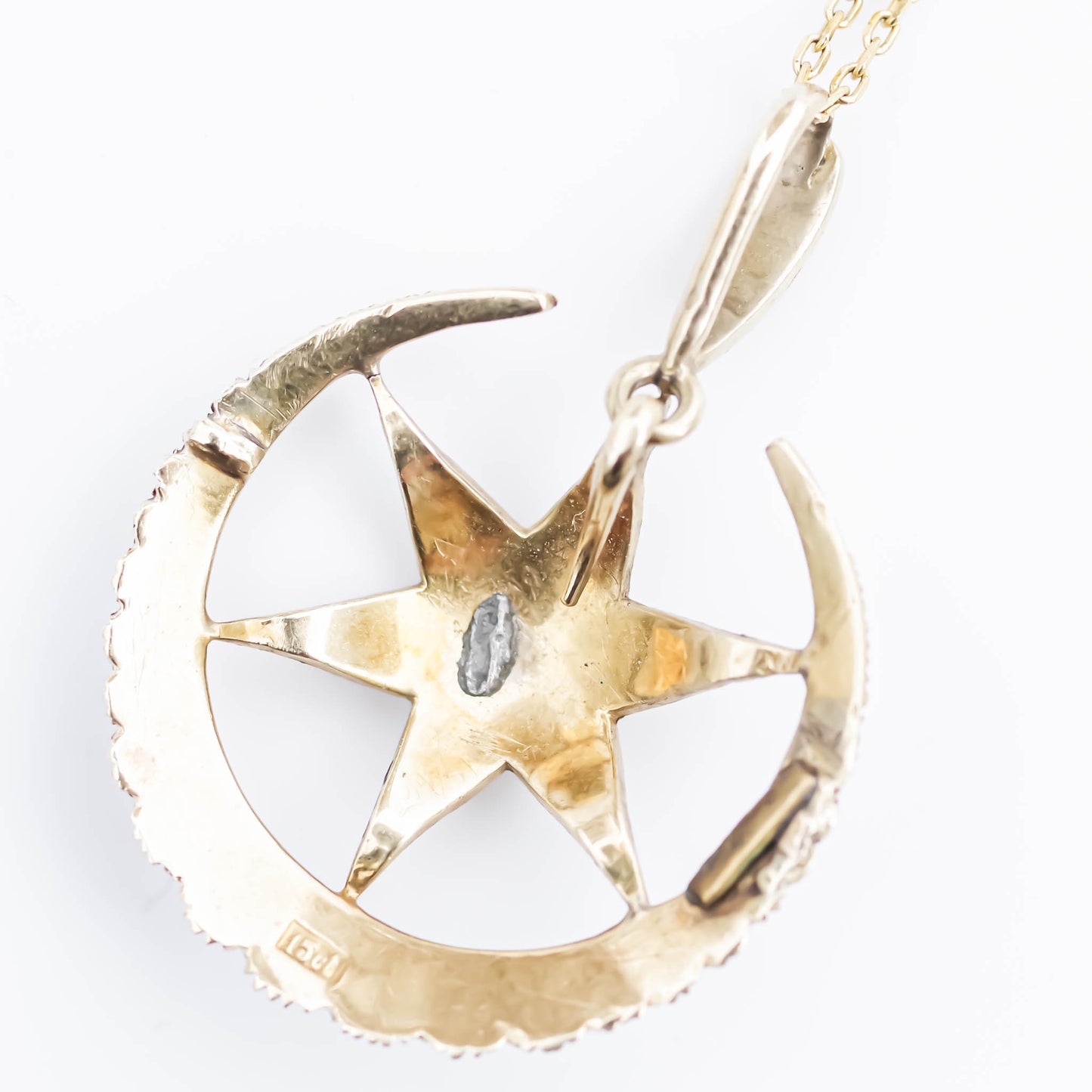 STAR MOON NECKLACE SMALL / PEARL / LONDON / 15K