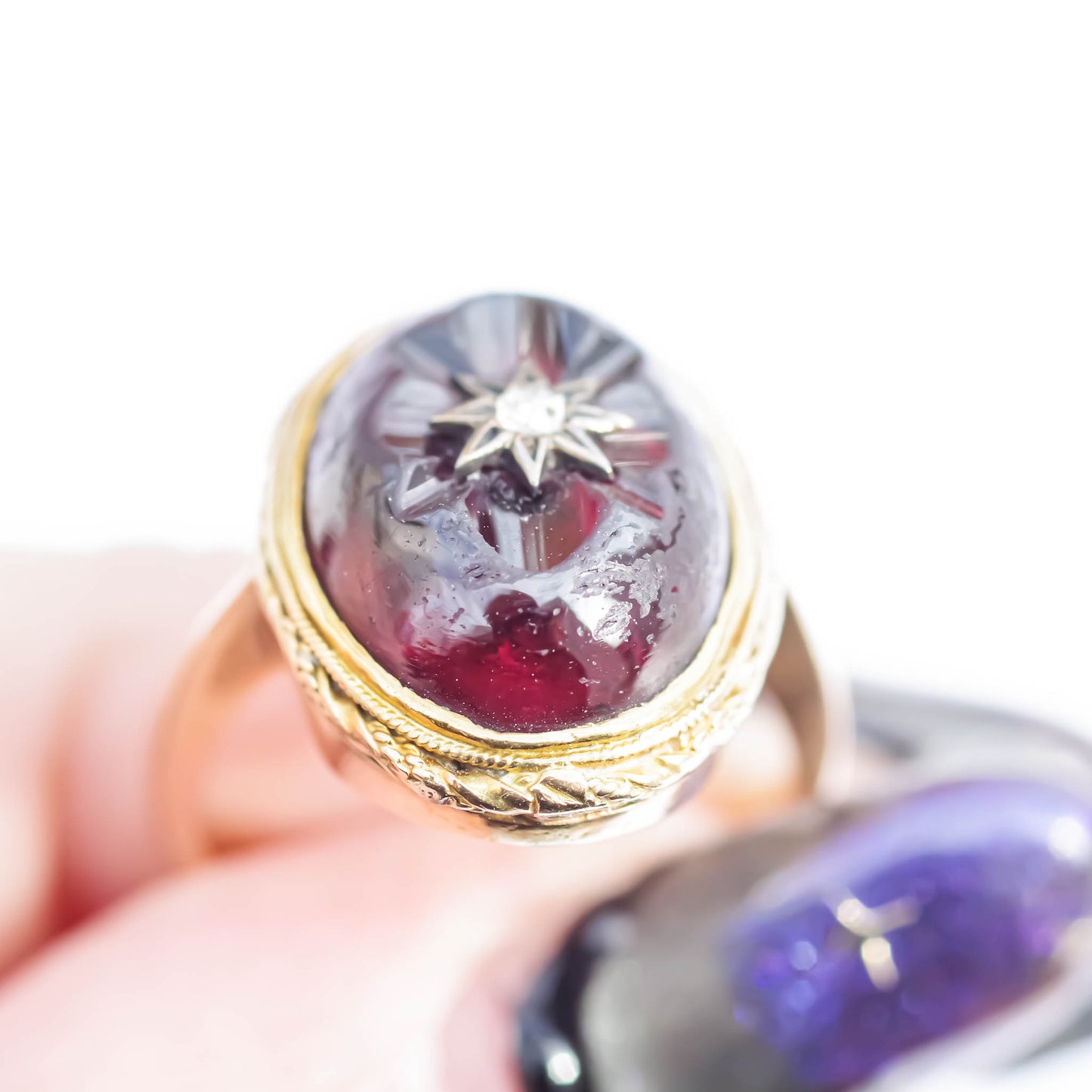 GARNET RING / DIAMOND / 18K / #12