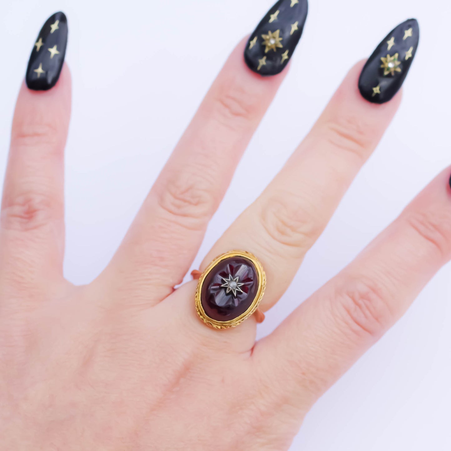 GARNET RING / DIAMOND / 18K / #12