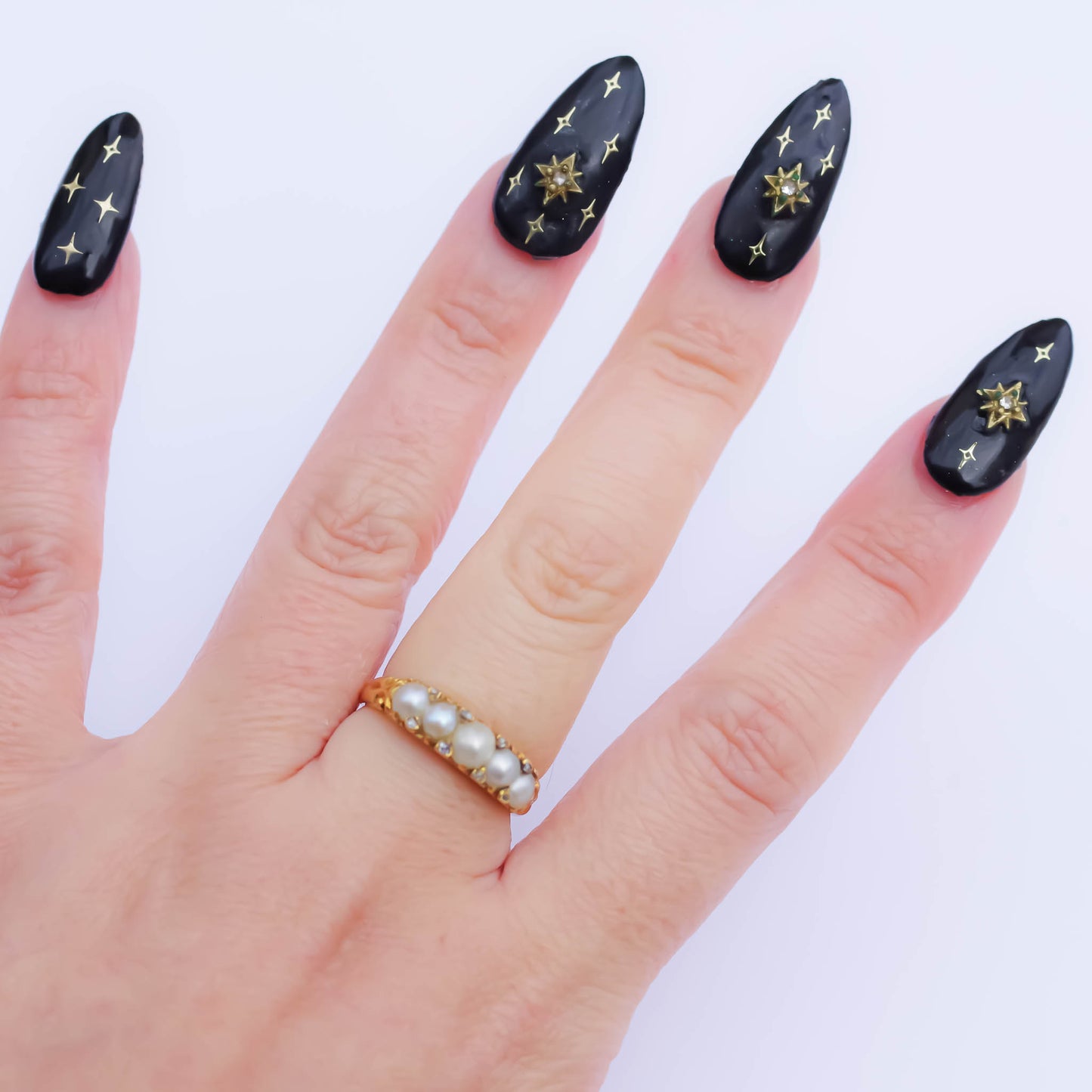 PEARL & DIAMOND RING / UK (18KYG) #13