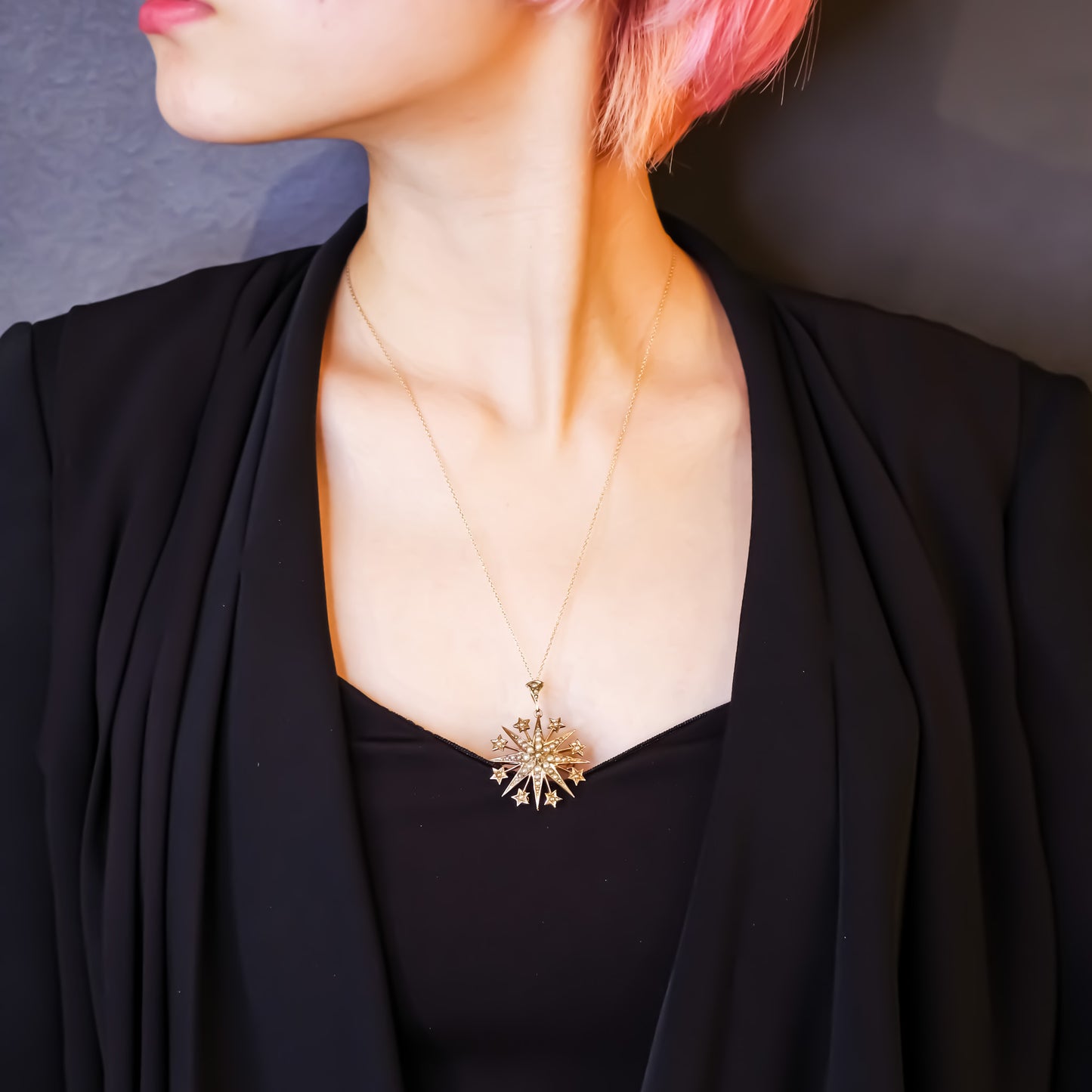 STAR NECKLACE BIG / PEARL / LONDON / 9K