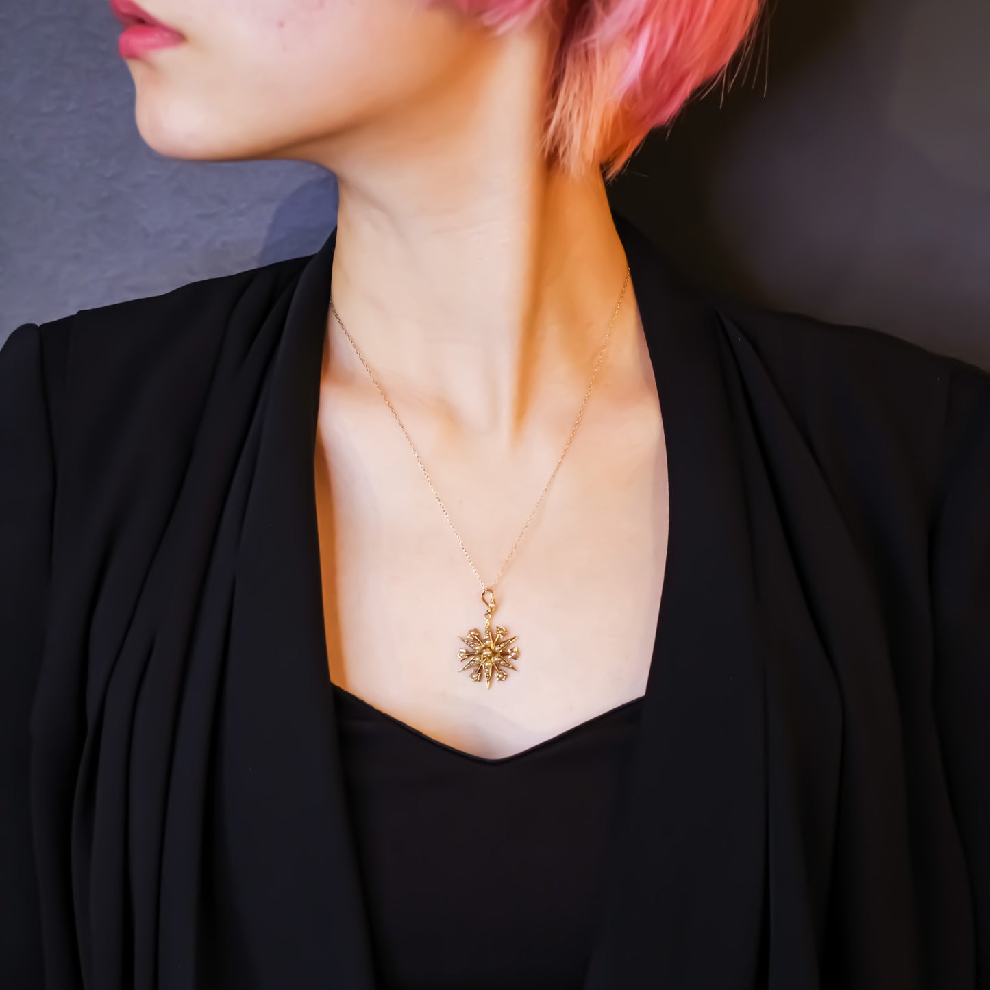 STAR NECKLACE SMALL / PEARL / LONDON / 15K