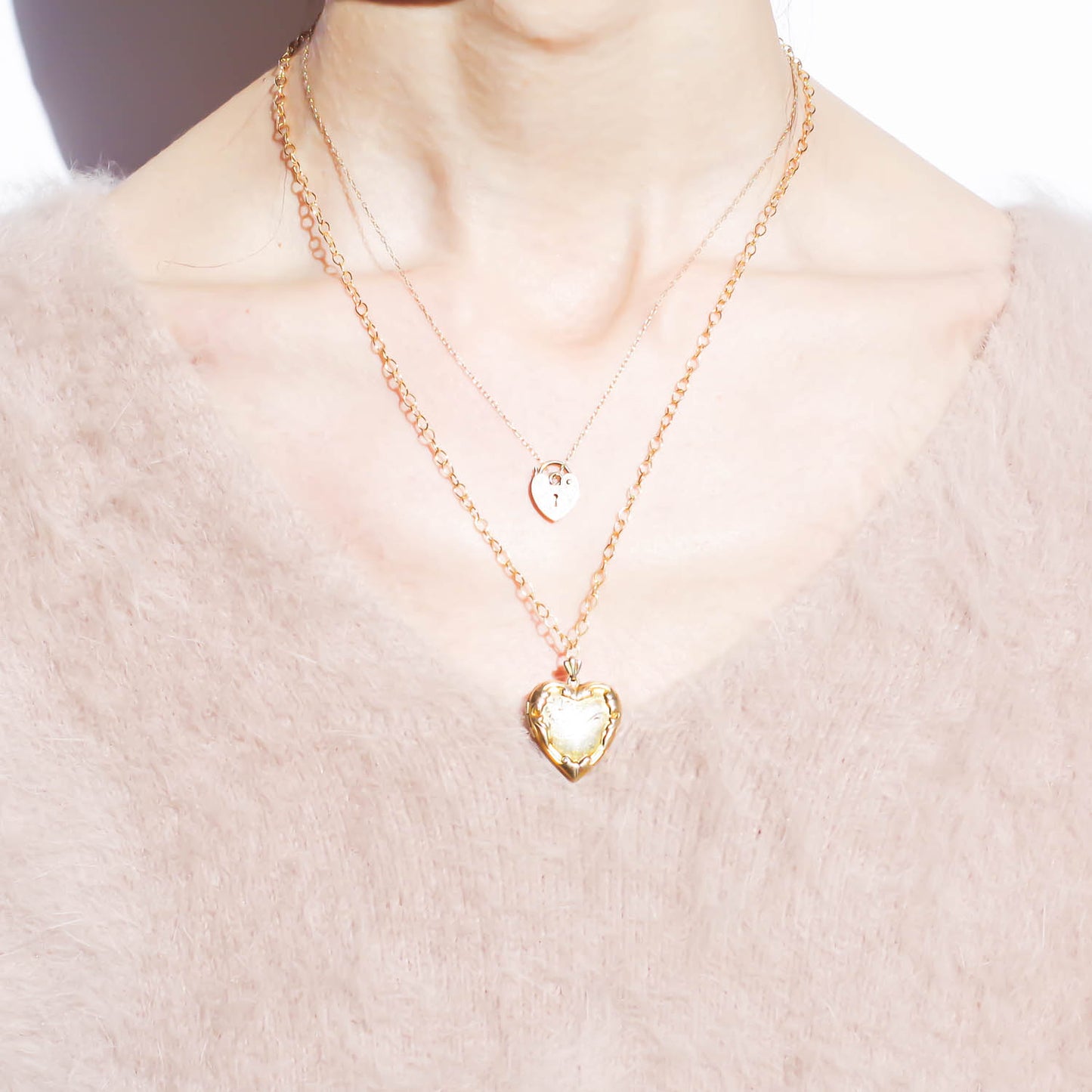 HEART LOCKET NECKLACE / DOUBLE HEART 2 / 14KGF