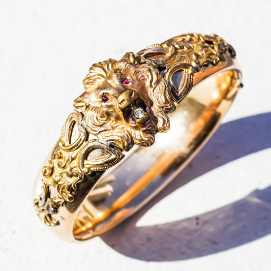 LION BRACELET BIG / USA / 1800S / 14KGF