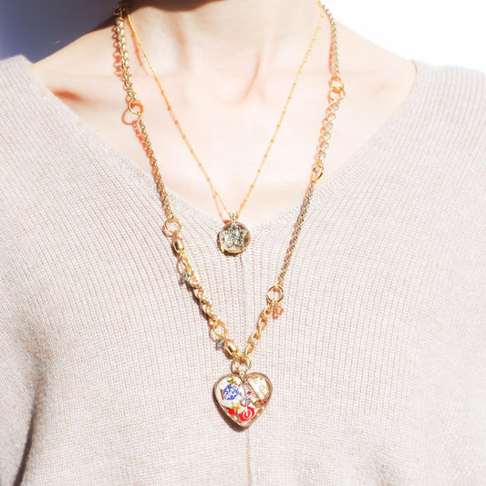 HEART NECKLACE / MILITARY CHARM / RED