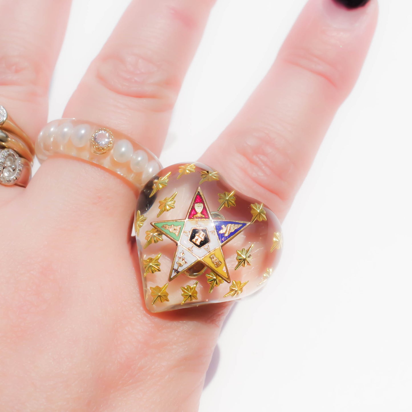 HEART RING / MASONIC / EASTARN STAR / CLEAR / #15