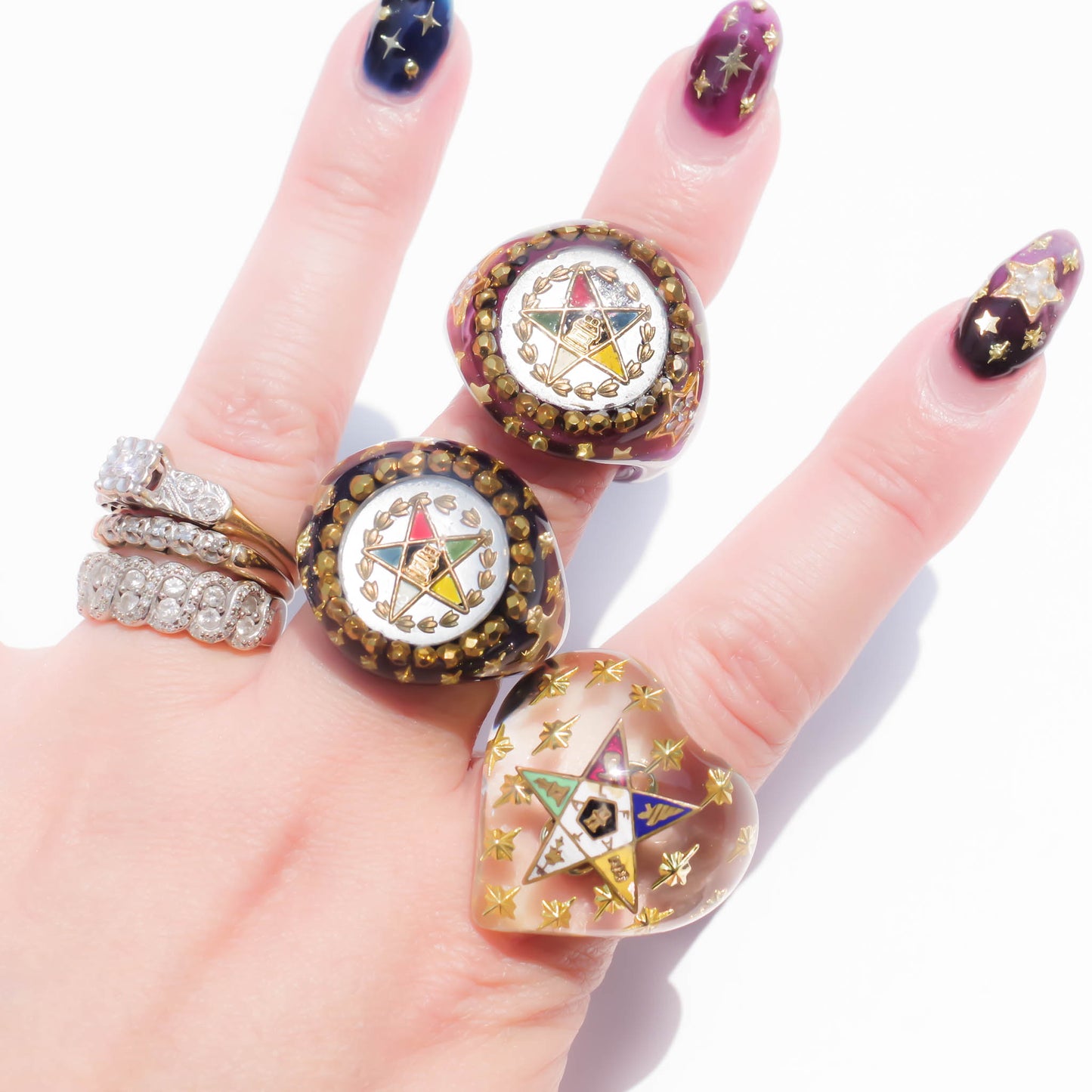 HEART RING / MASONIC / EASTARN STAR / CLEAR / #15