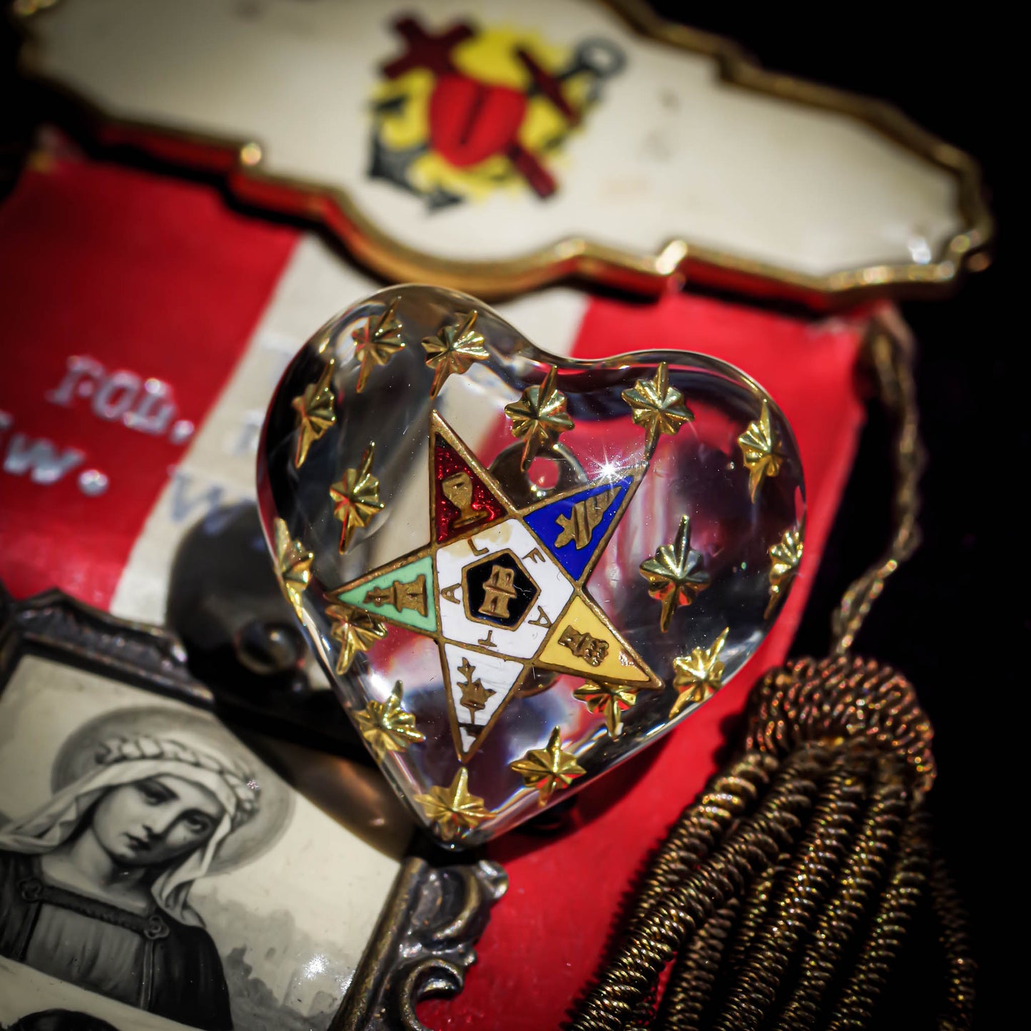 HEART RING / MASONIC / EASTARN STAR / CLEAR / #15
