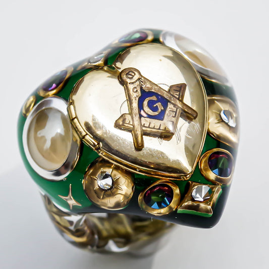 HEART RING / DARK GREEN / MASONIC / #10