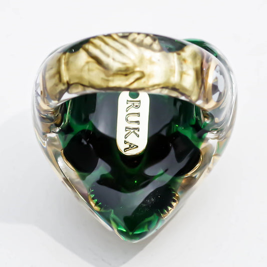 HEART RING / DARK GREEN / MASONIC / #10