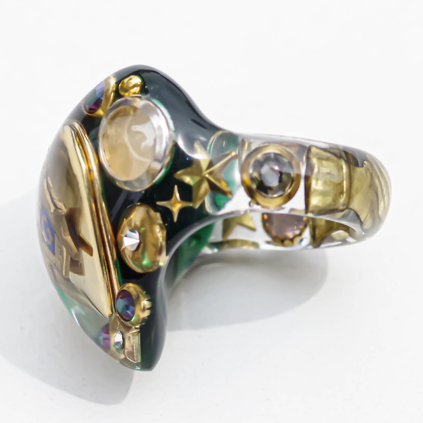 HEART RING / DARK GREEN / MASONIC / #10