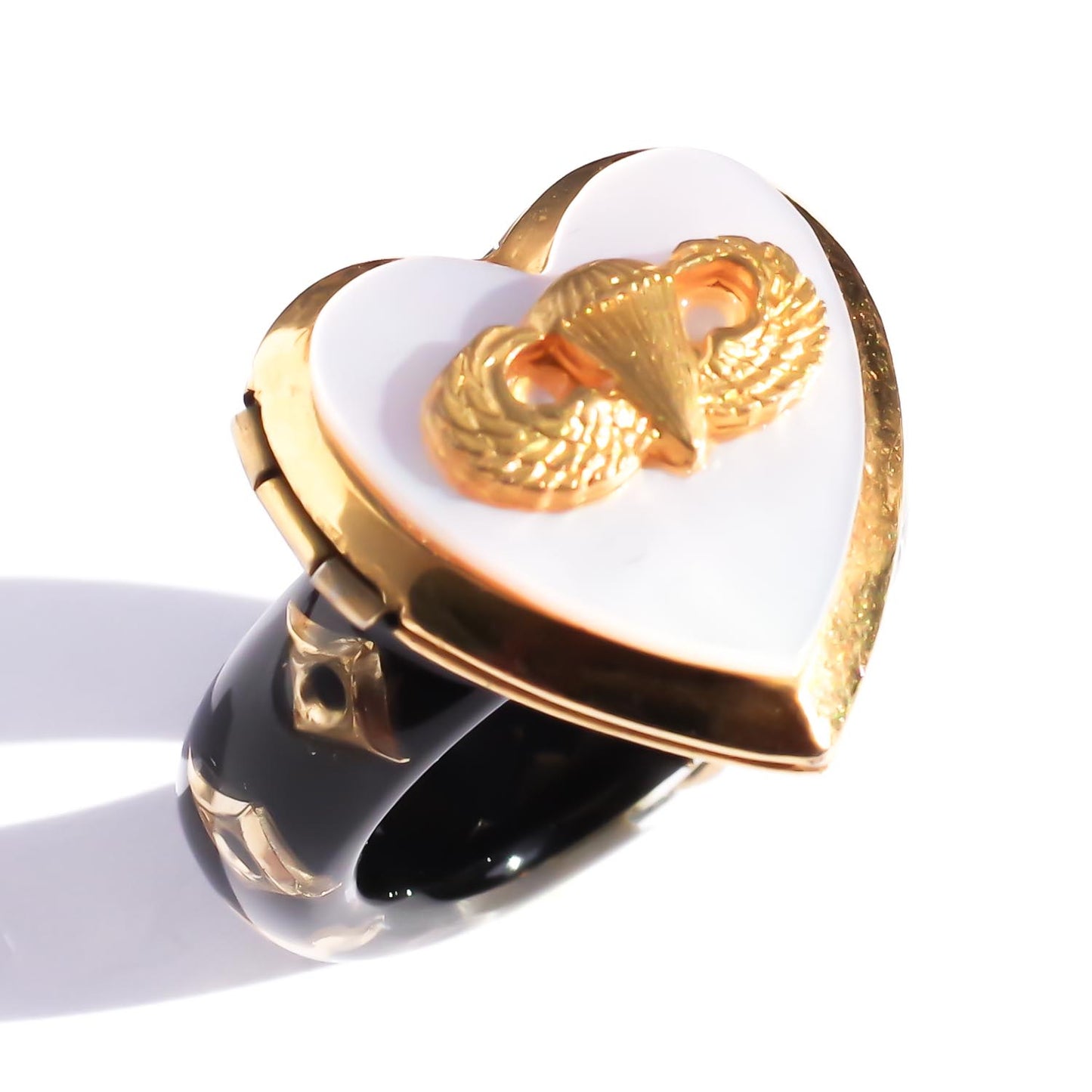 HEART LOCKET RING / parachute SHELL / #13 / 14KGF
