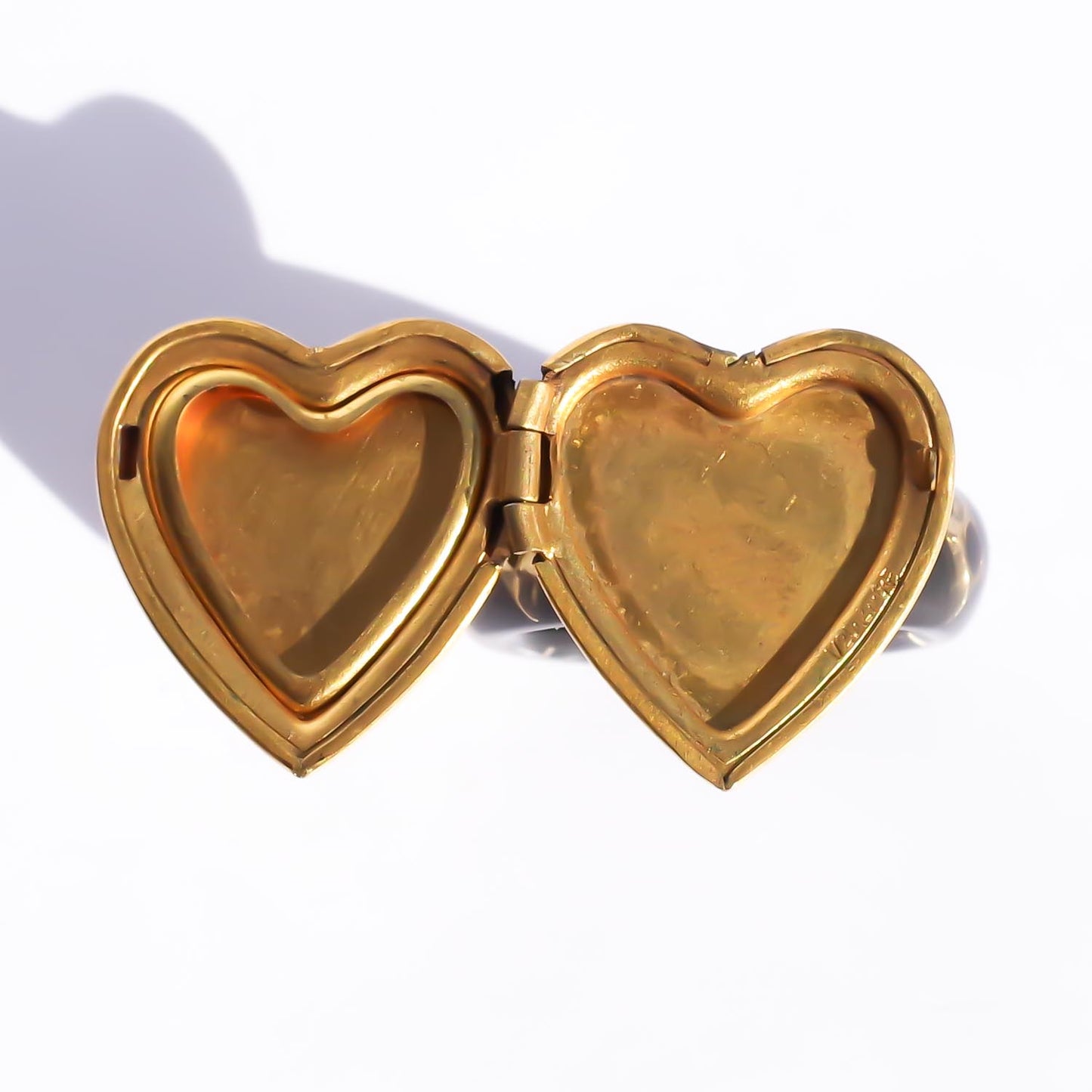 HEART LOCKET RING / parachute SHELL / #13 / 14KGF