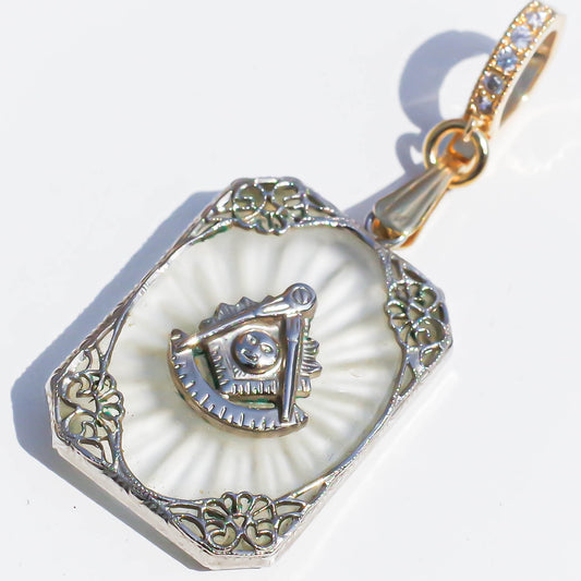 MASONIC CHARM / COMPASS / SILVER CRYSTAL