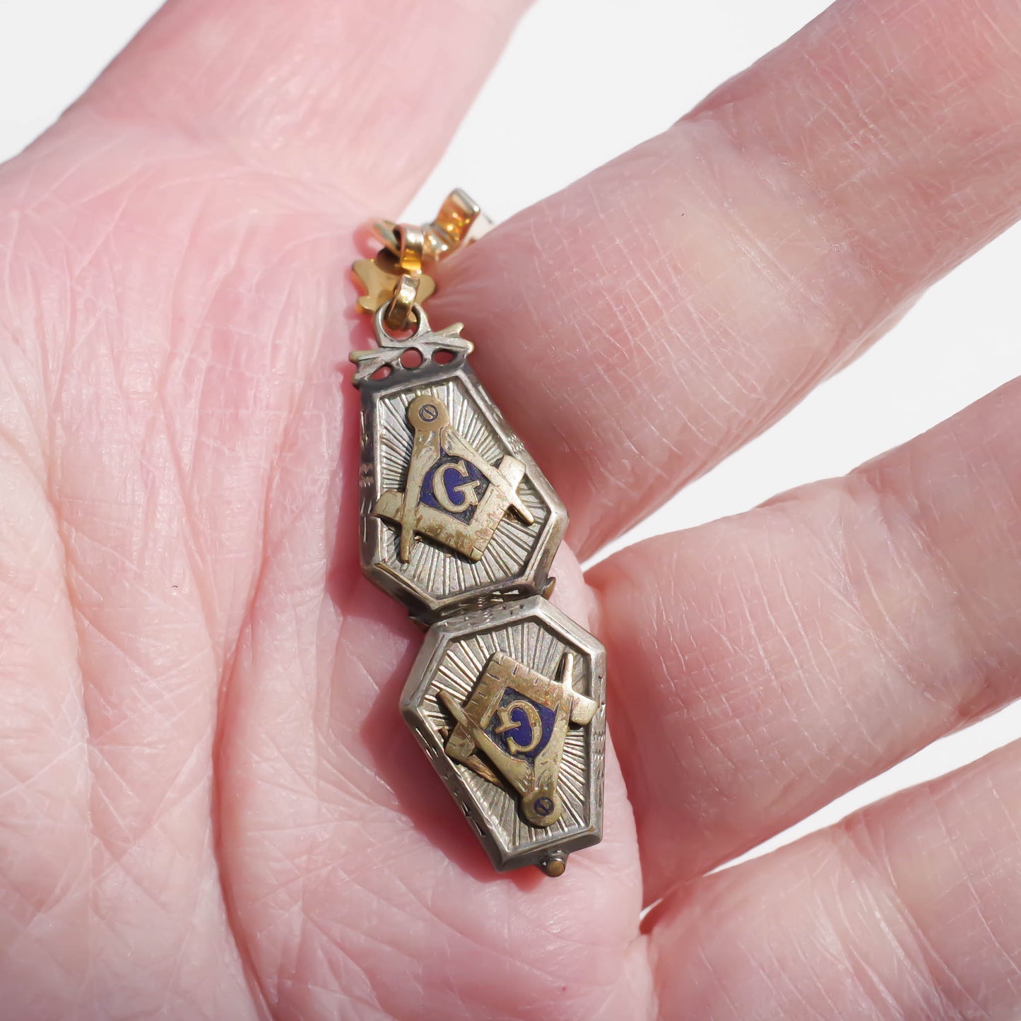 MASONIC CHARM / COMPASS / OPEN / SILVER925