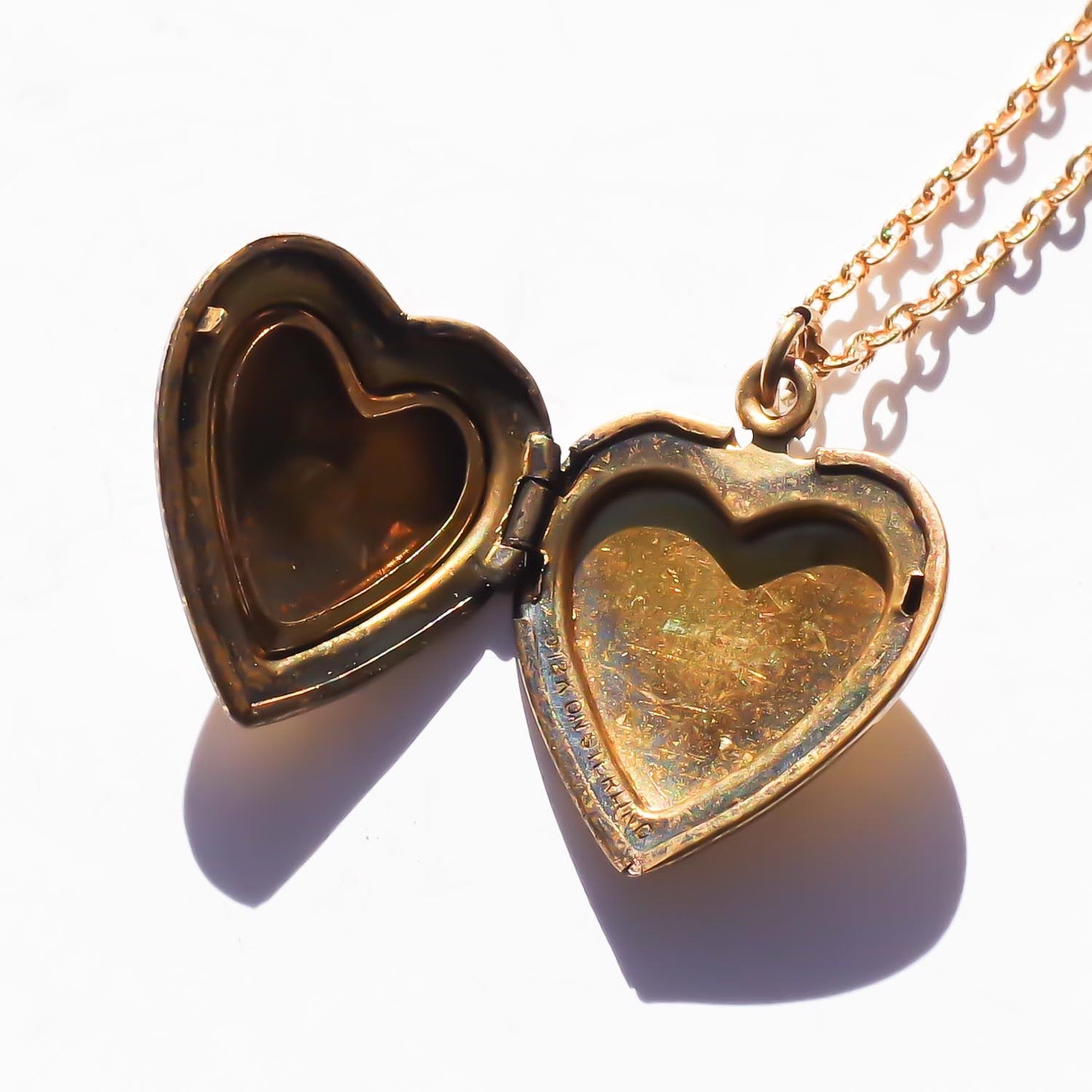 HEART LOCKET NECKLACE / HEART FLOWER / 14KGF