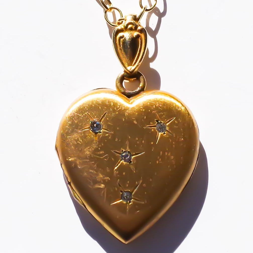 HEART LOCKET NECKLACE / CRYSTAL