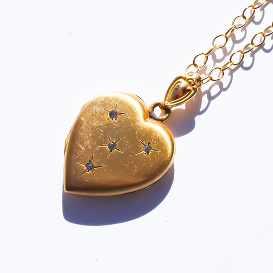 HEART LOCKET NECKLACE / CRYSTAL
