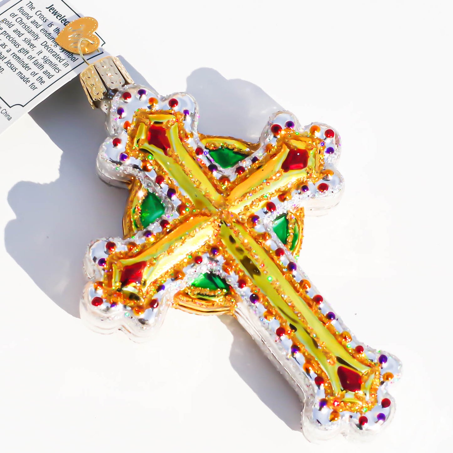 ORNAMENTS / JEWELED CROSS RED / USA
