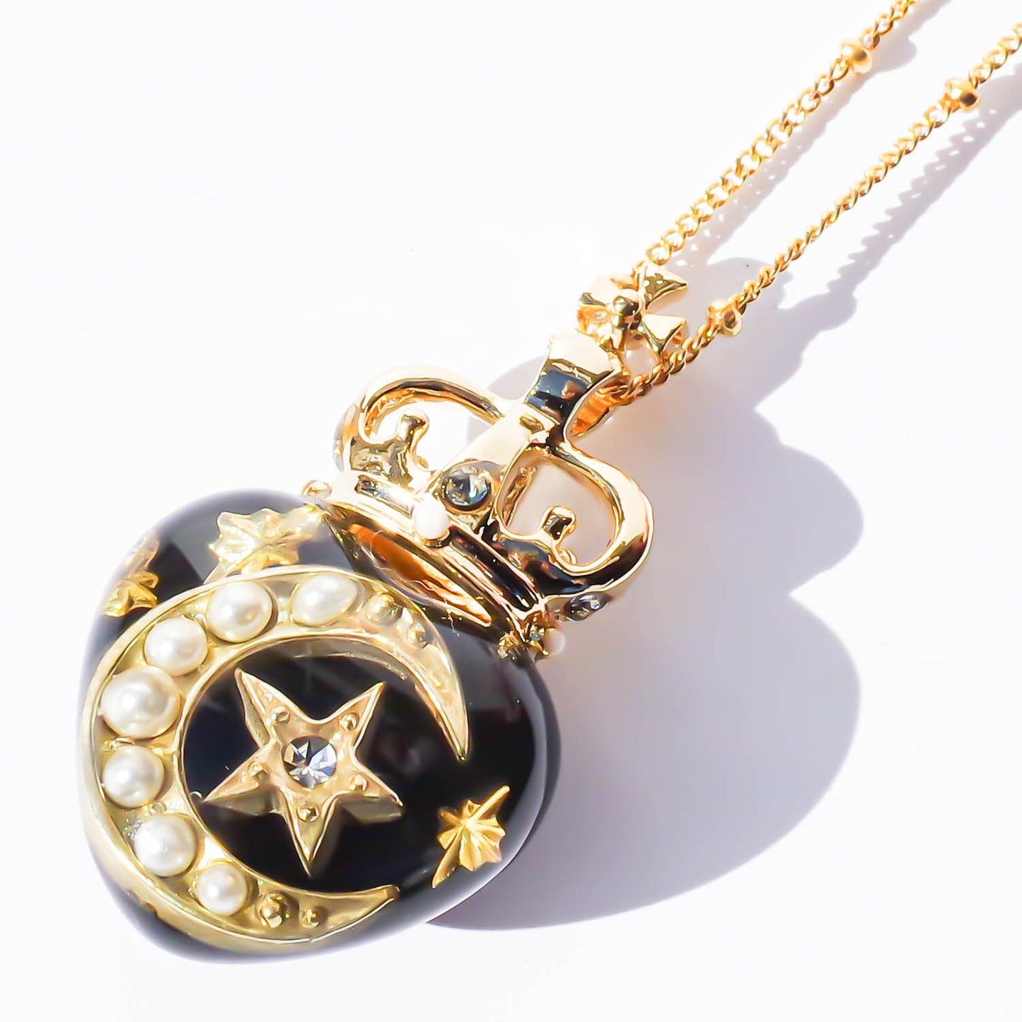 MOON & STAR SMALL NECKLACE / BLACK HEART