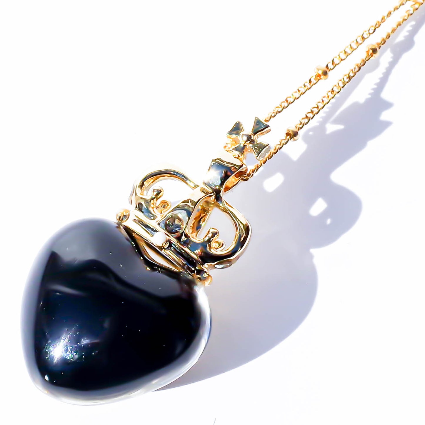 MOON & STAR SMALL NECKLACE / BLACK HEART