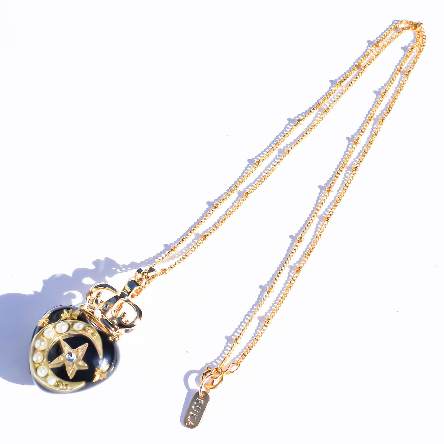 MOON & STAR SMALL NECKLACE / BLACK HEART