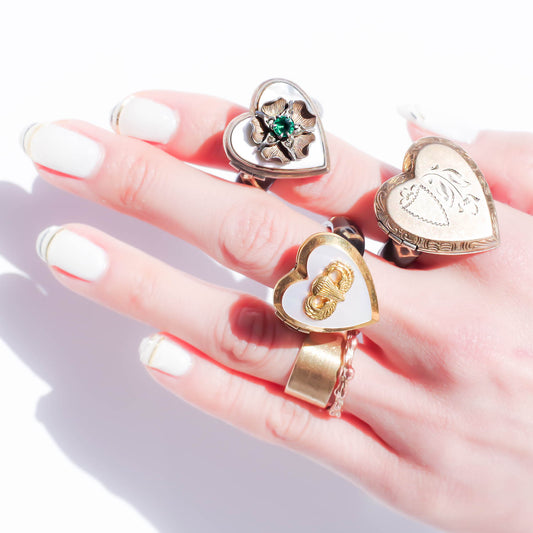 HEART LOCKET RING / SHELL FLOWER / #13