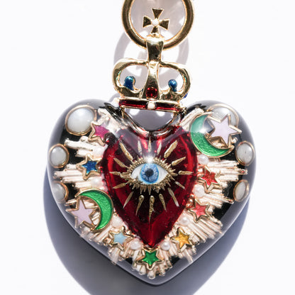 Sacred Heart Eye Necklace - Black × Red × Rainbow / Medium