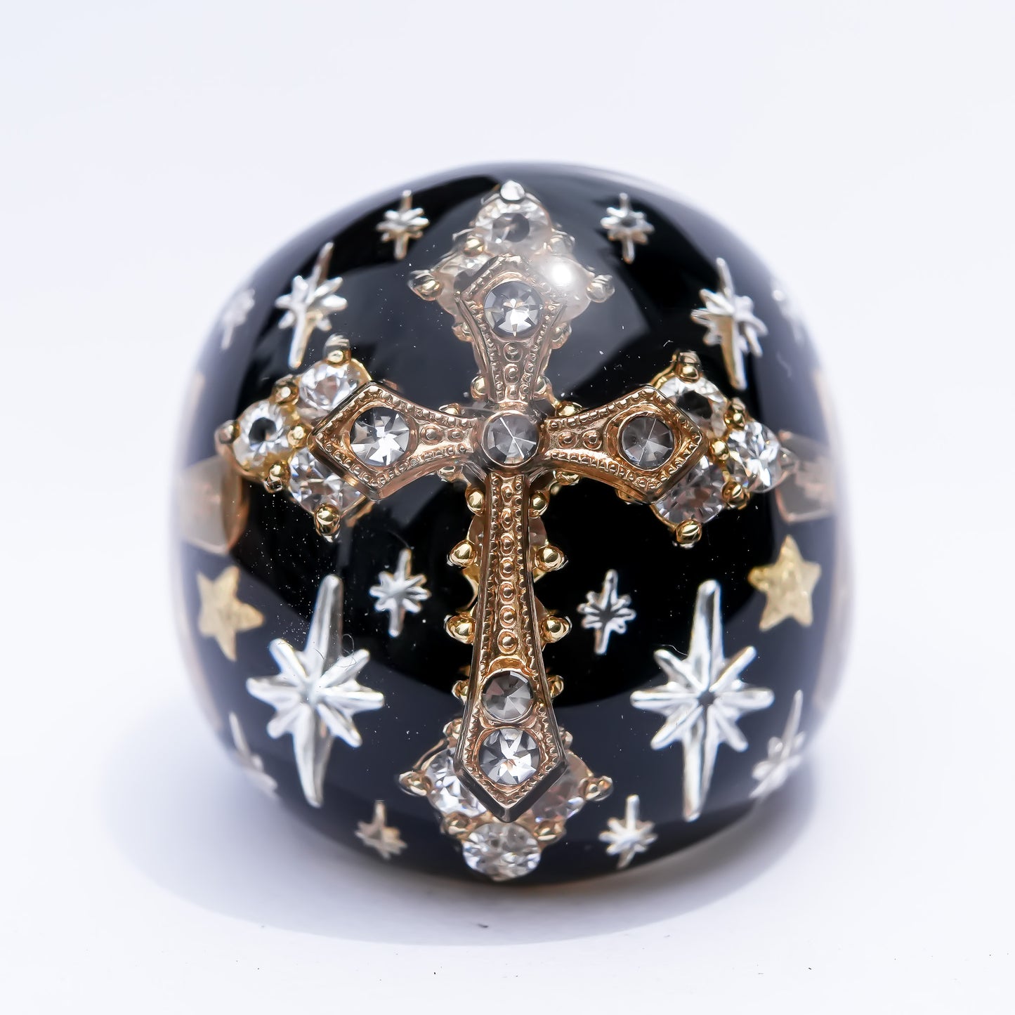 Starlit Vintage Cross Ring - Black / #12 #14