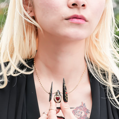 Crimson Drop Necklace - Black