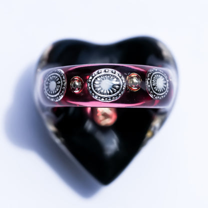 Black Heart Eye Ring - Black × Deep Crimson Red / #10