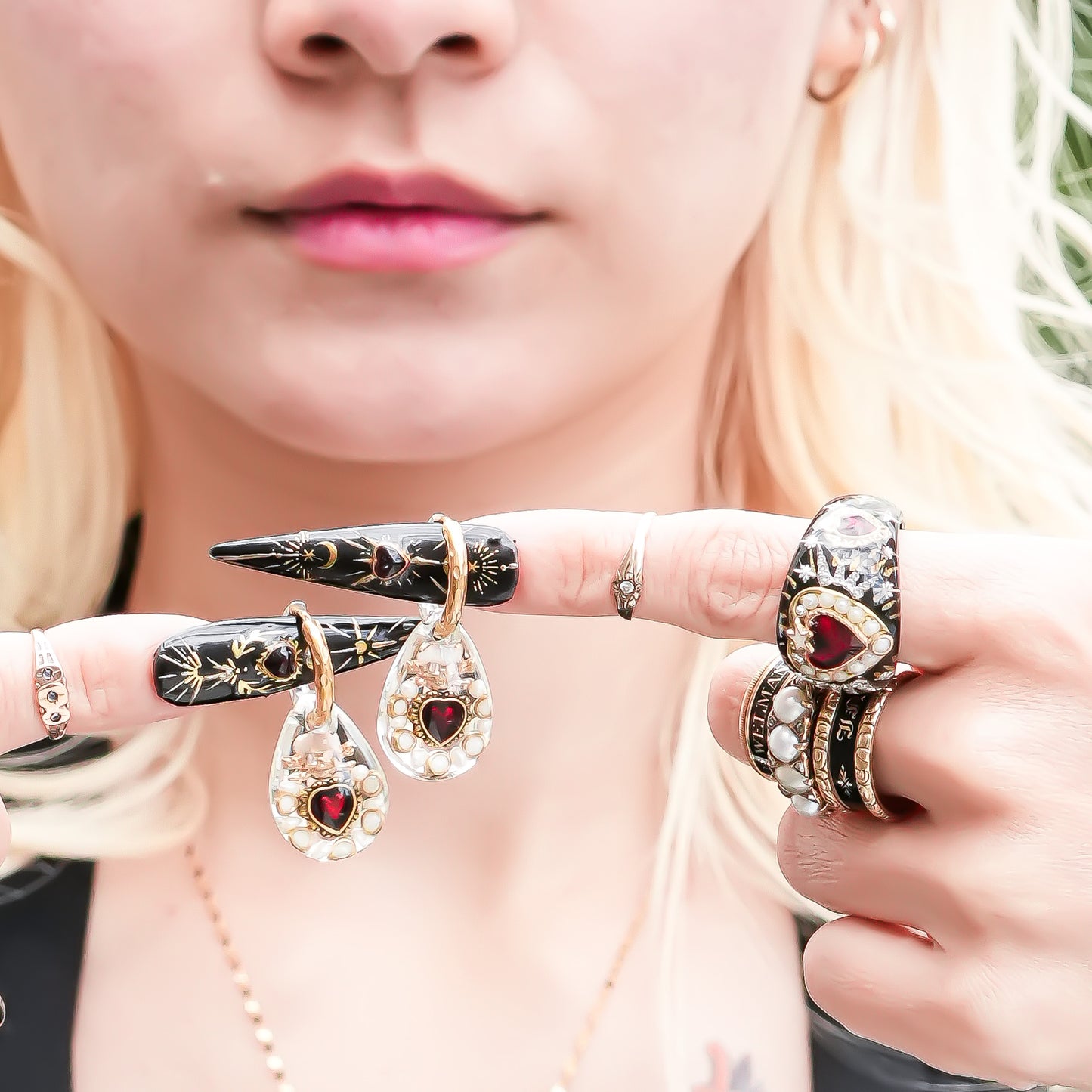 Memento Heart Drop Earrings - Clear