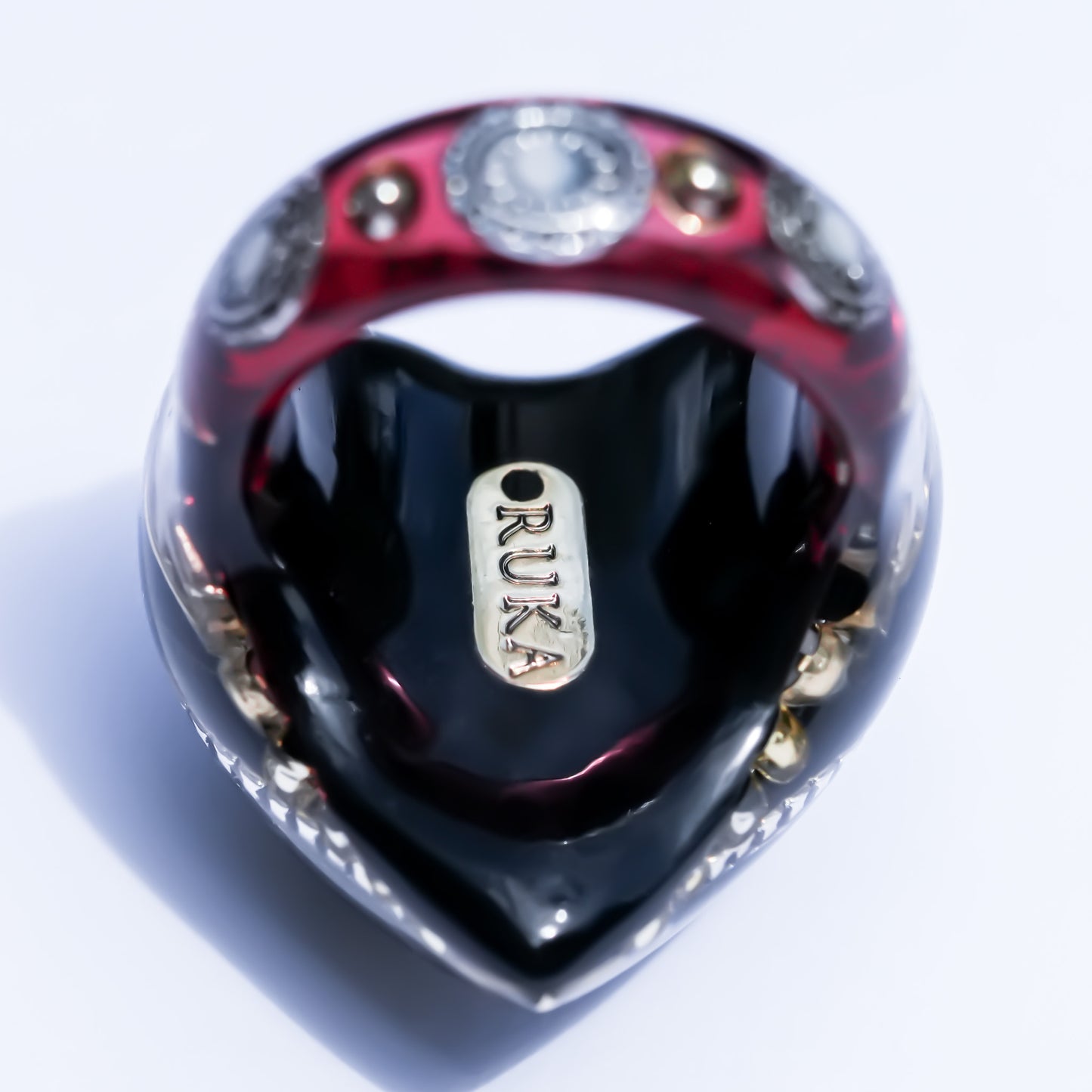Black Heart Eye Ring - Black × Deep Crimson Red / #10