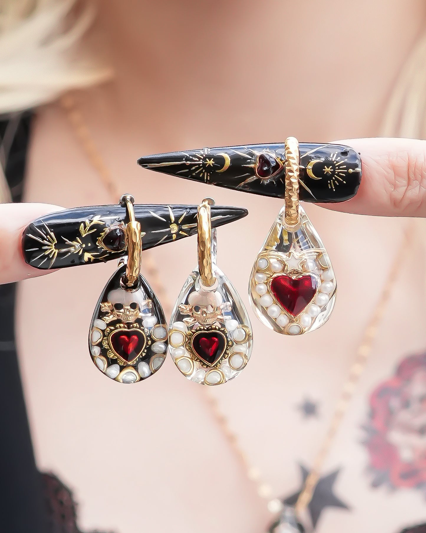 Memento Heart Drop Earrings - Clear