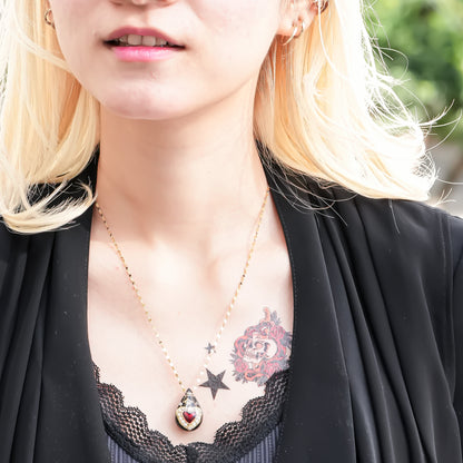 Crimson Drop Necklace - Black