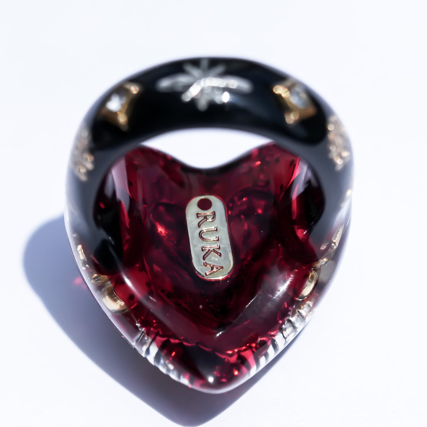 Deep Red Heart Eye Ring - Red × Black / #13