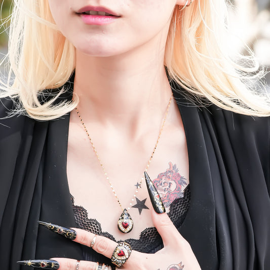 Crimson Drop Necklace - Black