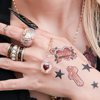 Crimson Drop Necklace - Smoky Pink