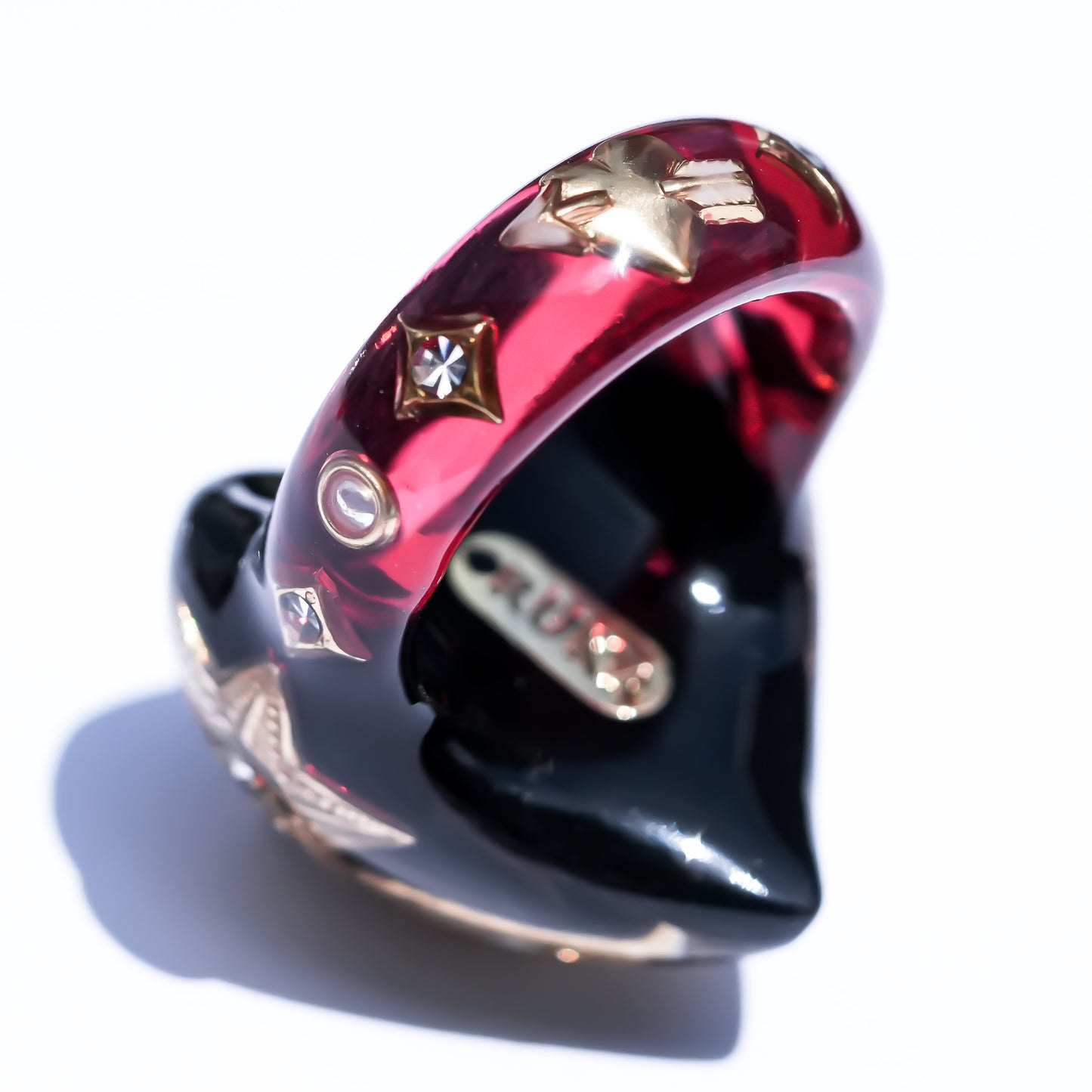 Cross Heart Ring - Black × Deep Red / #14