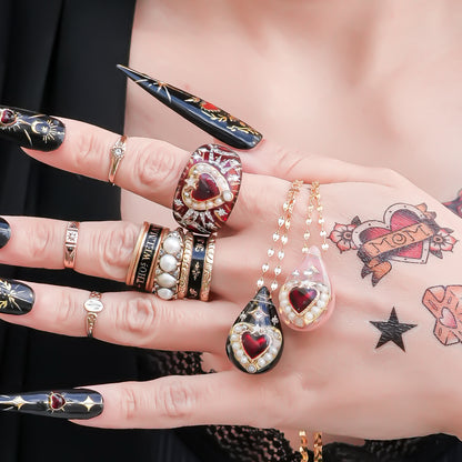 Crimson Drop Necklace - Black