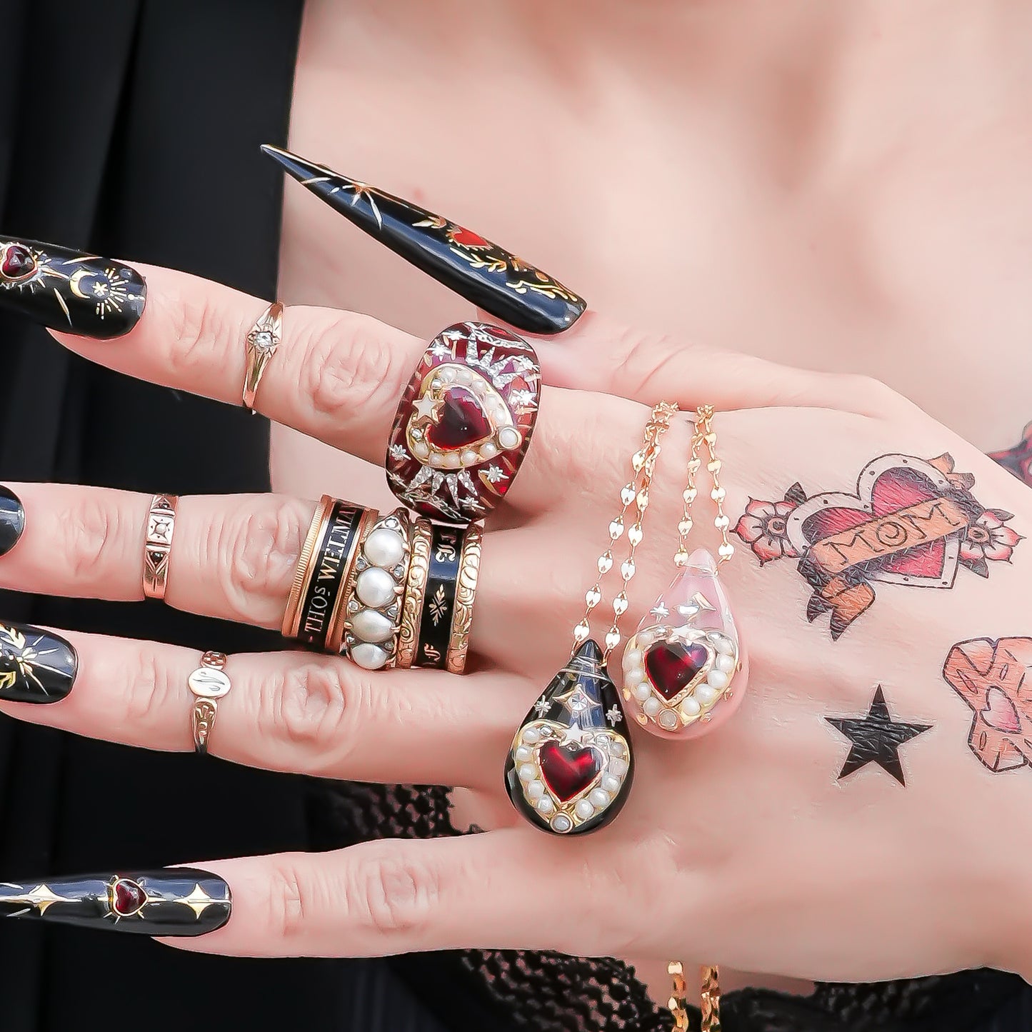 Crimson Drop Necklace - Smoky Pink