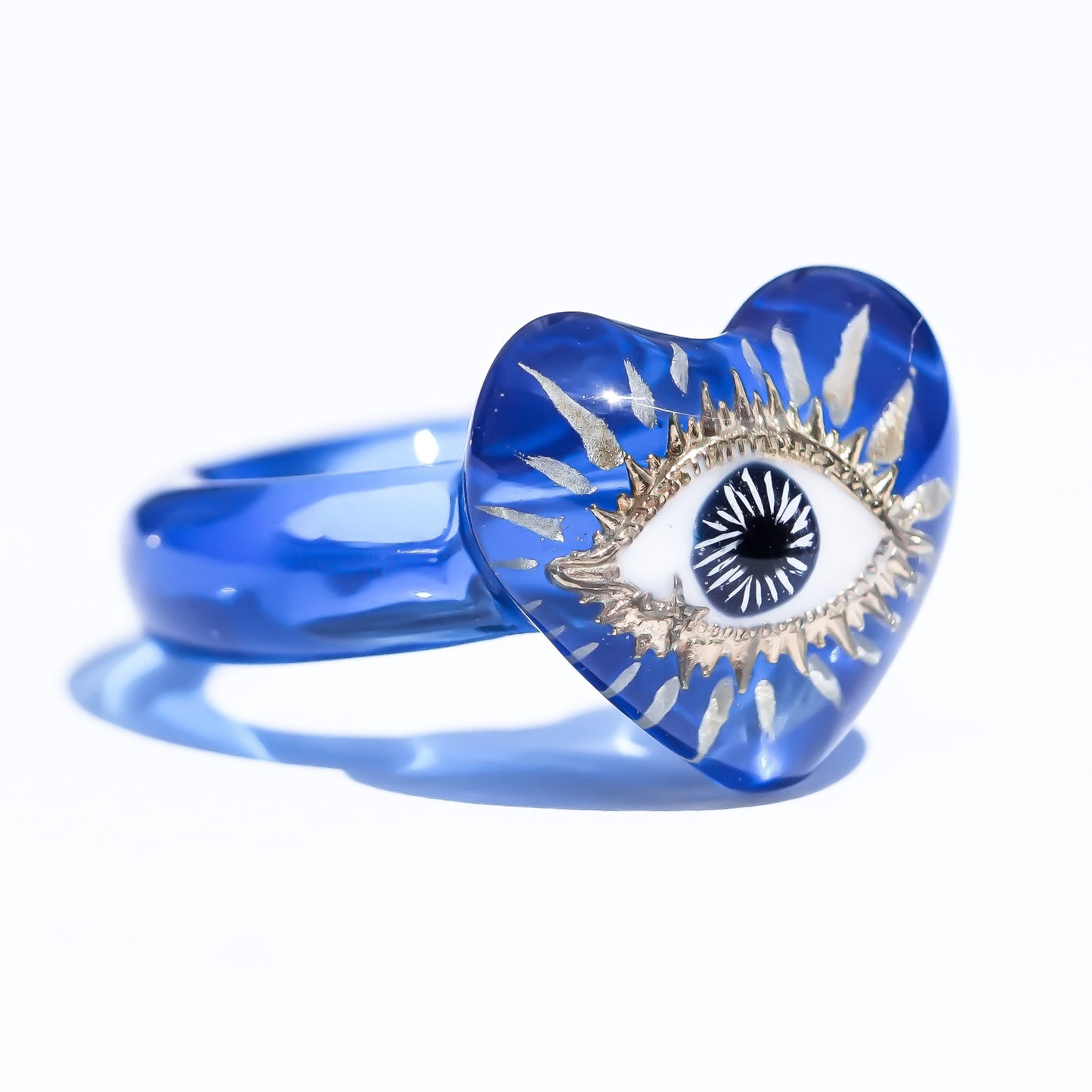 Mystic Blue Eye Heart Ring - Clear Blue / #11
