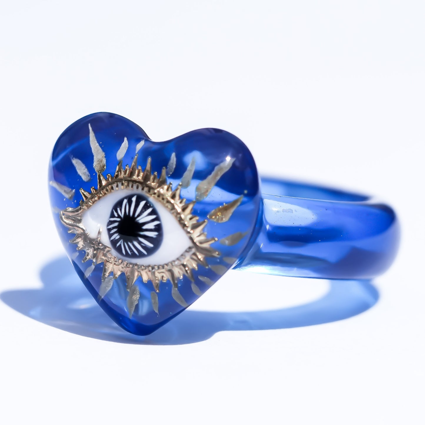 Mystic Blue Eye Heart Ring - Clear Blue / #11