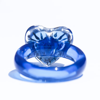 Mystic Blue Eye Heart Ring - Clear Blue / #11