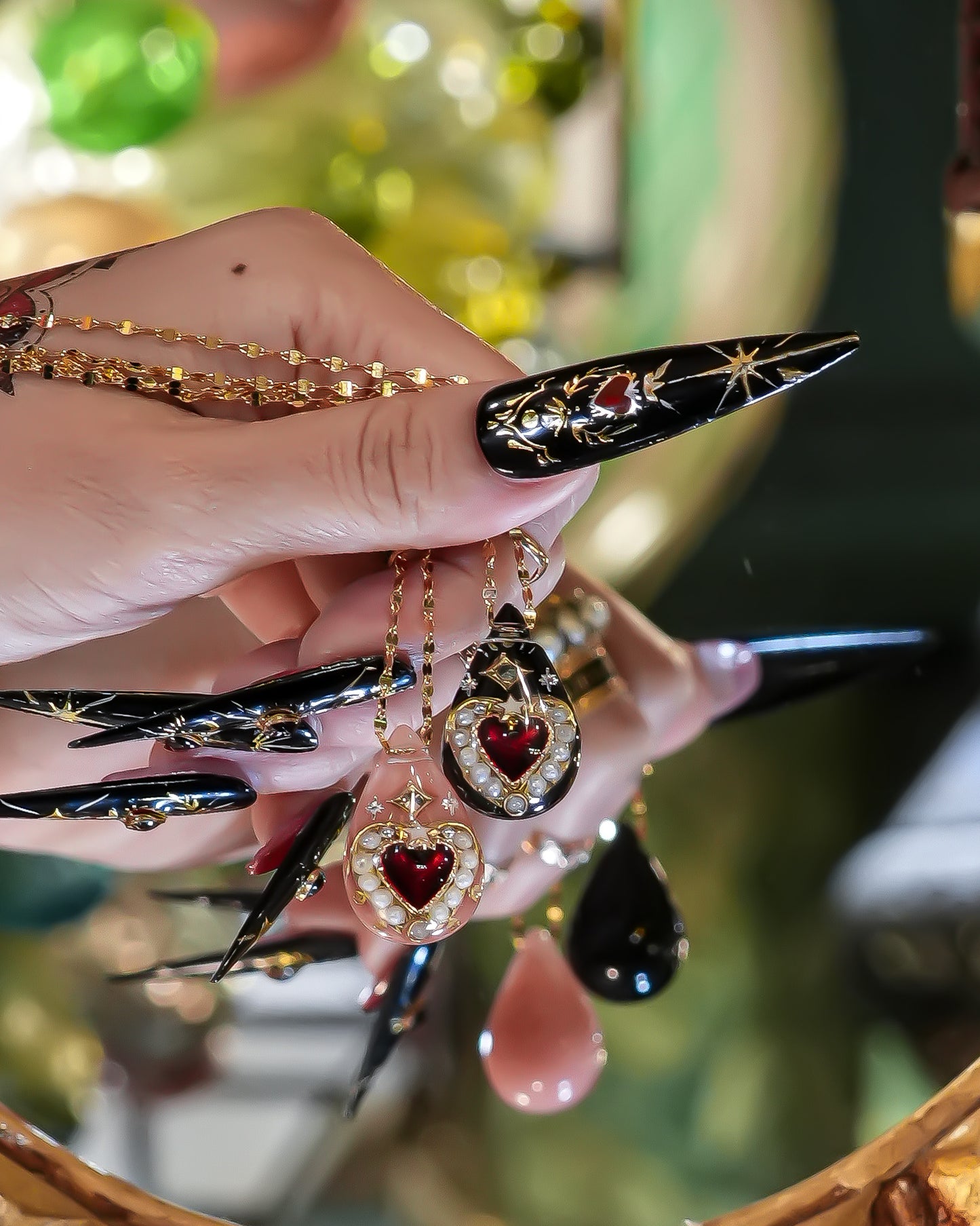 Crimson Drop Necklace - Smoky Pink